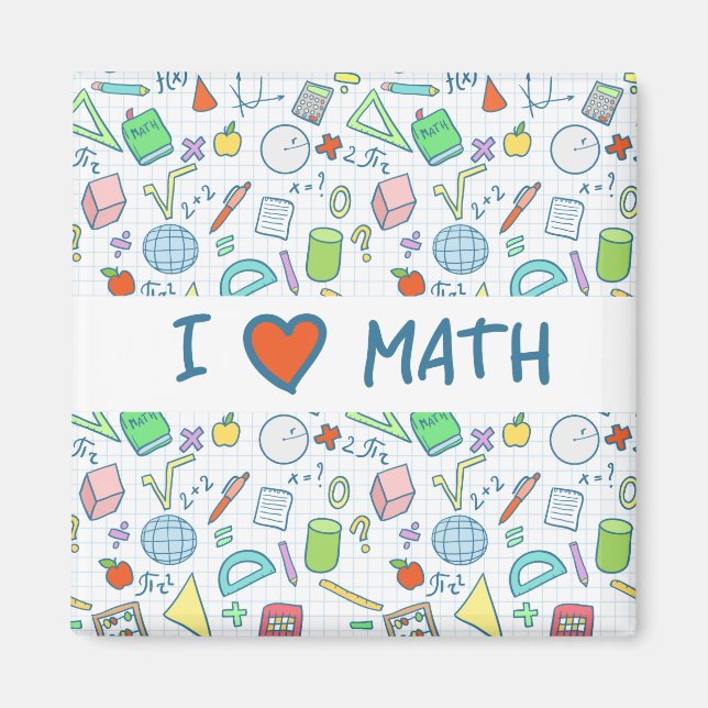 Back to school: "I love math" magnet (Front)
