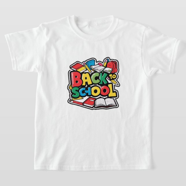 Back to School Illustration – Colourful Cartoon T-Shirt (Laydown)
