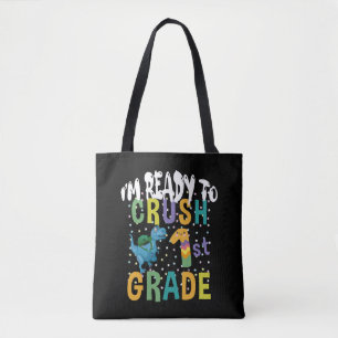 Back To School I'm Ready To Crush 1st Grade Dino Tote Bag