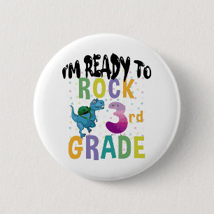 Back To School I'm Ready To Crush 3rd Grade Dino 6 Cm Round Badge