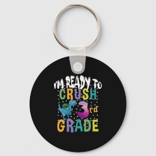 Back To School I'm Ready To Crush 3rd Grade Dino Key Ring