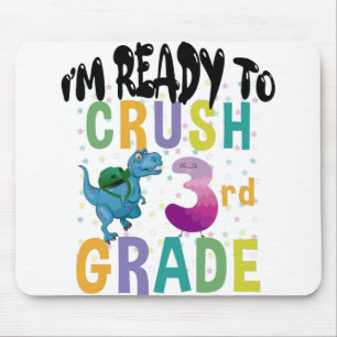 Back To School I'm Ready To Crush 3rd Grade Dino Mouse Mat