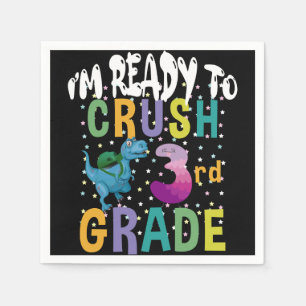 Back To School I'm Ready To Crush 3rd Grade Dino Napkin