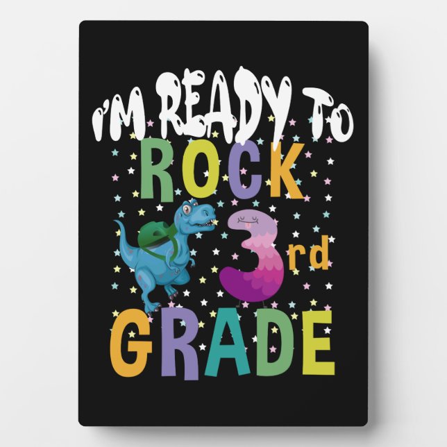 Back To School I'm Ready To Crush 3rd Grade Dino Plaque (Front)