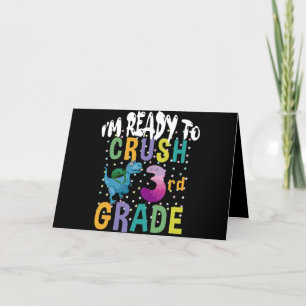 Back To School I'm Ready To Crush 3rd Grade Dino Thank You Card