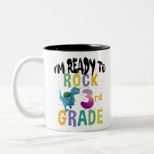Back To School I'm Ready To Crush 3rd Grade Dino Two-Tone Coffee Mug