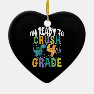 Back To School I'm Ready To Crush 4th Grade Dino Ceramic Tree Decoration