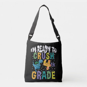 Back To School I'm Ready To Crush 4th Grade Dino Crossbody Bag