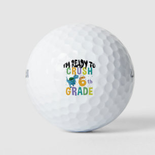Back To School I'm Ready To Crush 6th Grade Dino Golf Balls