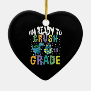 Back To School I'm Ready To Crush 8th Grade Dino Ceramic Tree Decoration