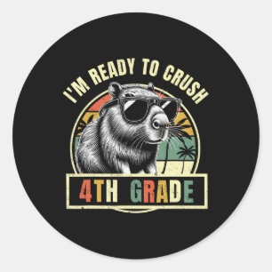 Back To School I'm Ready To Crush Fourth 4th Grade Classic Round Sticker