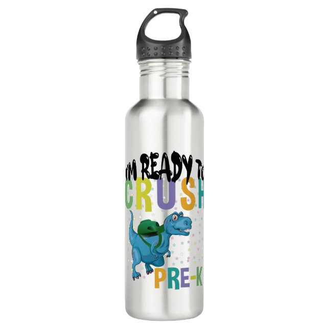 Back To School I'm Ready To Crush Pre-K Dinosaur 710 Ml Water Bottle (Front)