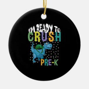 Back To School I'm Ready To Crush Pre-K Dinosaur Ceramic Tree Decoration