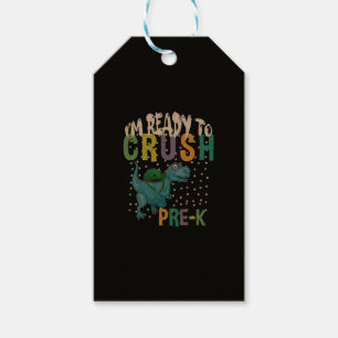 Back To School I'm Ready To Crush Pre-K Dinosaur Gift Tags