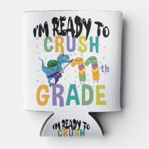 Back To School I'm Ready To Rock 11th Grade Dino Can Cooler