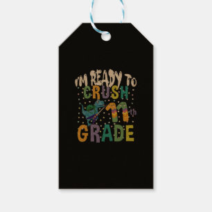 Back To School I'm Ready To Rock 11th Grade Dino Gift Tags
