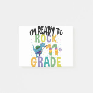 Back To School I'm Ready To Rock 11th Grade Dino Post-it Notes