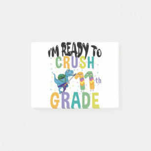 Back To School I'm Ready To Rock 11th Grade Dino Post-it Notes