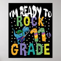 Back To School I'm Ready To Rock 11th Grade Dino