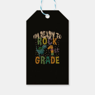 Back To School I'm Ready To Rock 1st Grade Dino Gift Tags