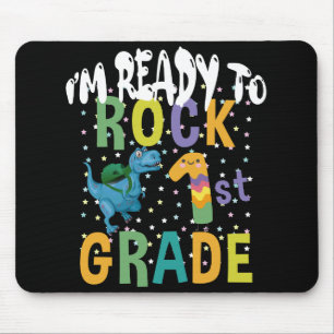 Back To School I'm Ready To Rock 1st Grade Dino Mouse Mat