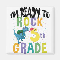 Back To School I'm Ready To Rock 5th Grade Dino
