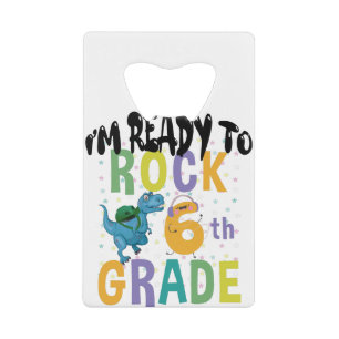 Back To School I'm Ready To Rock 6th Grade Dino