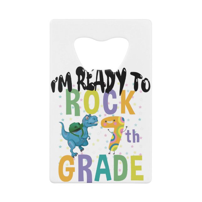 Back To School I'm Ready To Rock 7th Grade Dino (Front)