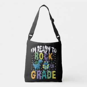 Back To School I'm Ready To Rock 8th Grade Dino Crossbody Bag