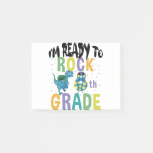 Back To School I'm Ready To Rock 8th Grade Dino Post-it Notes