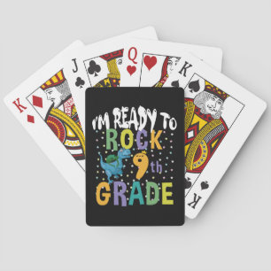 Back To School I'm Ready To Rock 9th Grade Dino Playing Cards