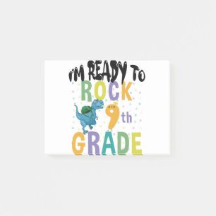 Back To School I'm Ready To Rock 9th Grade Dino Post-it Notes