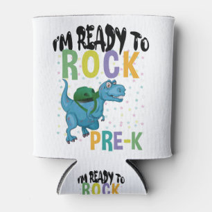 Back To School I'm Ready To Rock Pre-K Dinosaur Can Cooler