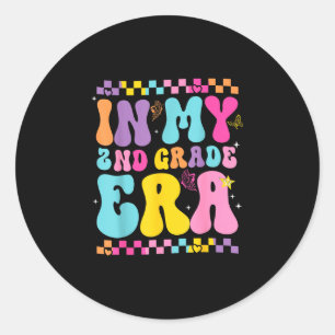 Back to school in 2nd second grade era butterfly classic round sticker
