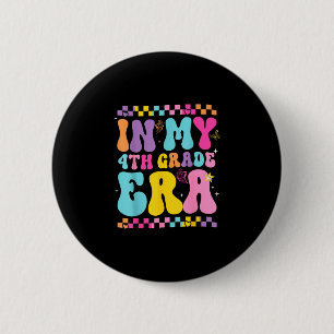 Back to school in 4th fourth grade era butterfly 6 cm round badge