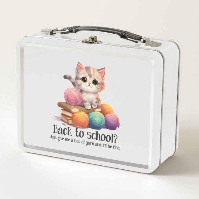 Back To School? Just Give Me Yarn Metal Lunch Box (Front)