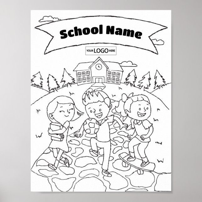 Back to School Kids Back to School Art Colouring A Poster (Front)