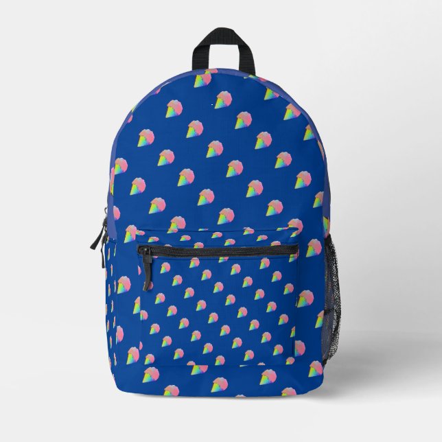 Back To School Kids Blue Ice Cream  Printed Backpack (Front)