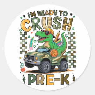 Back To School Kids Boys I’m Ready To Crush Pre-k  Classic Round Sticker