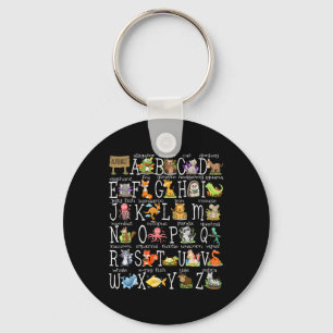Back To School Kids Cute Animals A-z Alphabet Abcs Key Ring