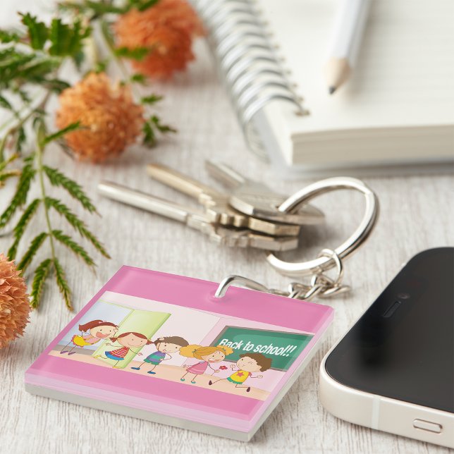 Back to School Kids Happy Children Learning Key Ring (Creator Uploaded)
