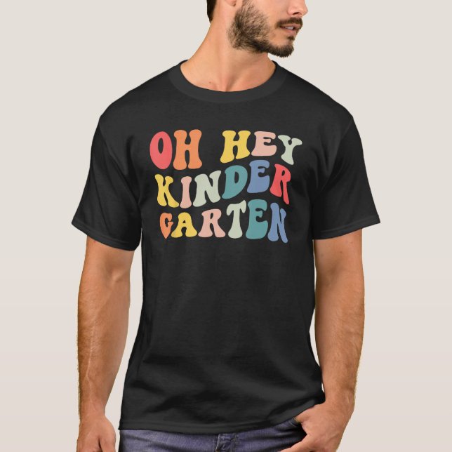 Back to School Kindergarten Garten Groovy Teacher  T-Shirt (Front)