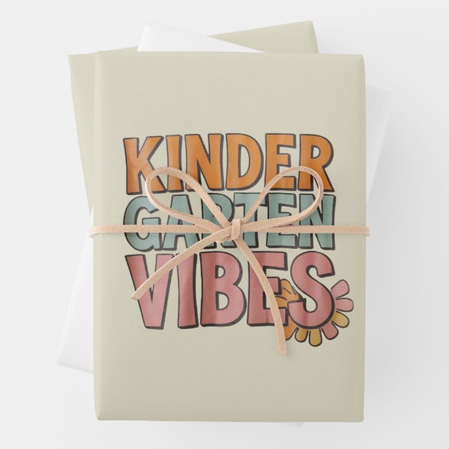 Back to School Kindergarten Pre K First Grade  Wrapping Paper Sheet (In situ)
