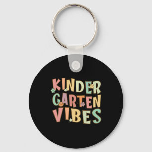 Back To School Kindergarten Vibes Retro Teacher Key Ring