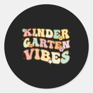 Back To School Kindergarten Vibes Retro Teacher Wo Classic Round Sticker