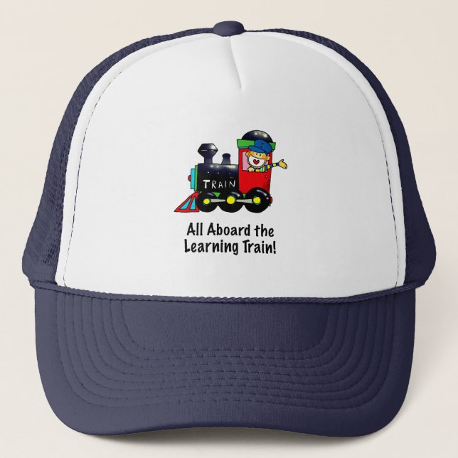 Back to School Learning Train cartoon Trucker Hat (Front)