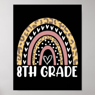 Back To School Leopard Rainbow 8th Grade Teachers  Poster