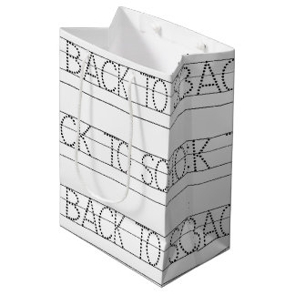 Back to school letters in black and white medium gift bag