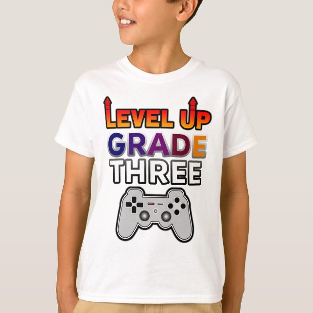 Back to School Level Up Grade Three T-Shirt (Front)
