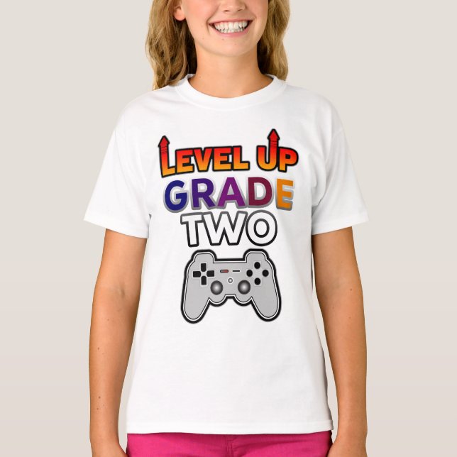 Back to School Level Up Grade Two T-Shirt (Front)